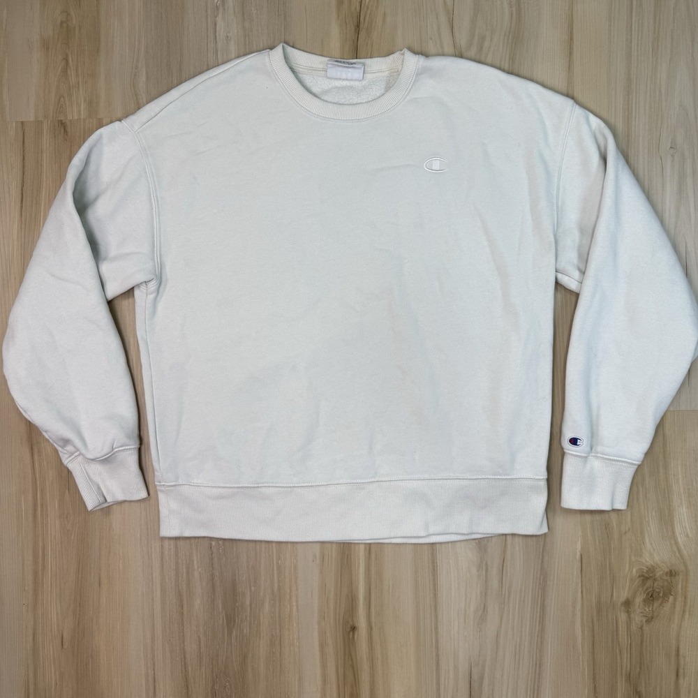 Champion Classic Crewneck Sweatshirt Mens Large White Embroidered Logo